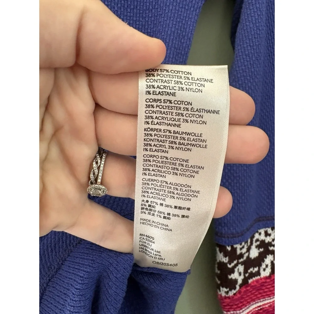 Free People In The Mix Cuff Thermal Long Sleeve Top size Medium